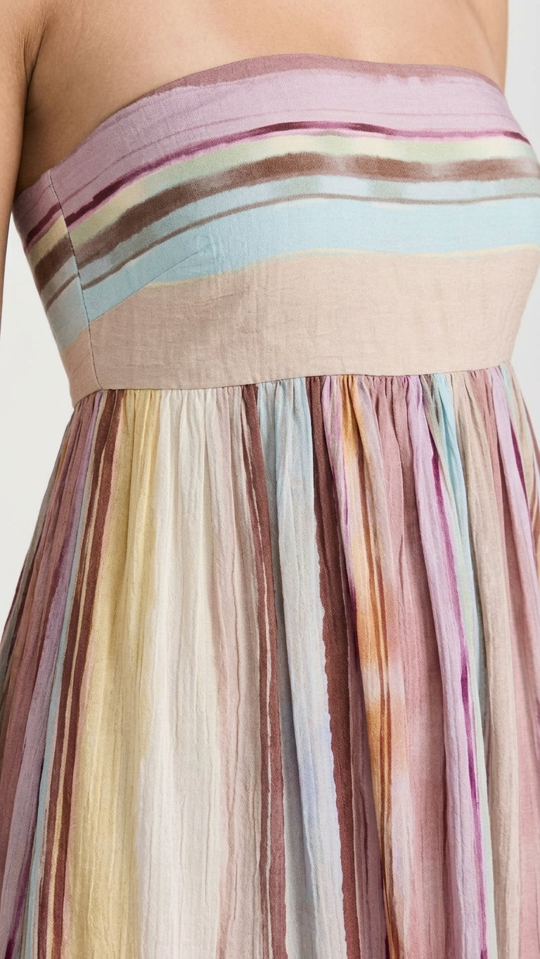 Pink Muse Wedding Guest Striped Maxi Dress Pink Maxi Dress with Relaxed Fit silhouette and Textured texture, additional styling view for Wedding Guest, a polished coastal brunch, Summer current summer selling: vacation, resort dinner, wedding guest, festi by rovole