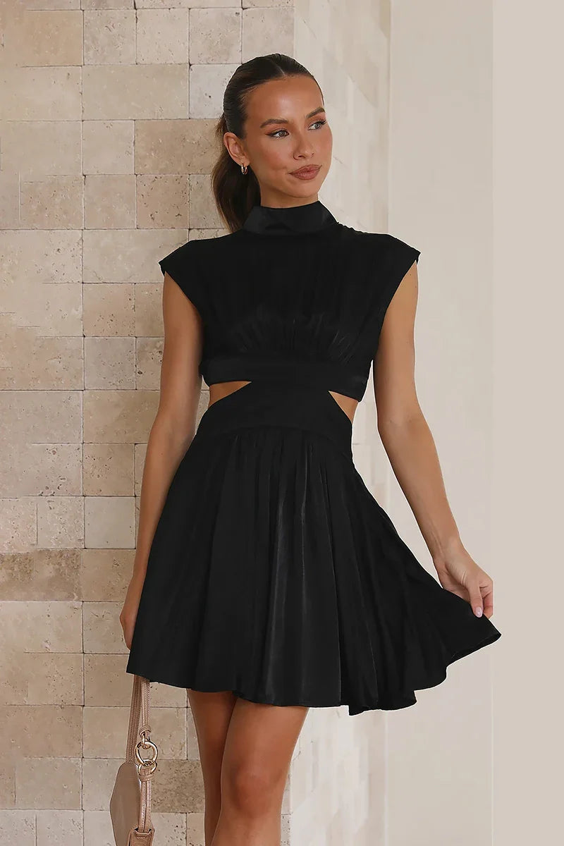 Beatrice Mini Dress - Black-ROVOLE