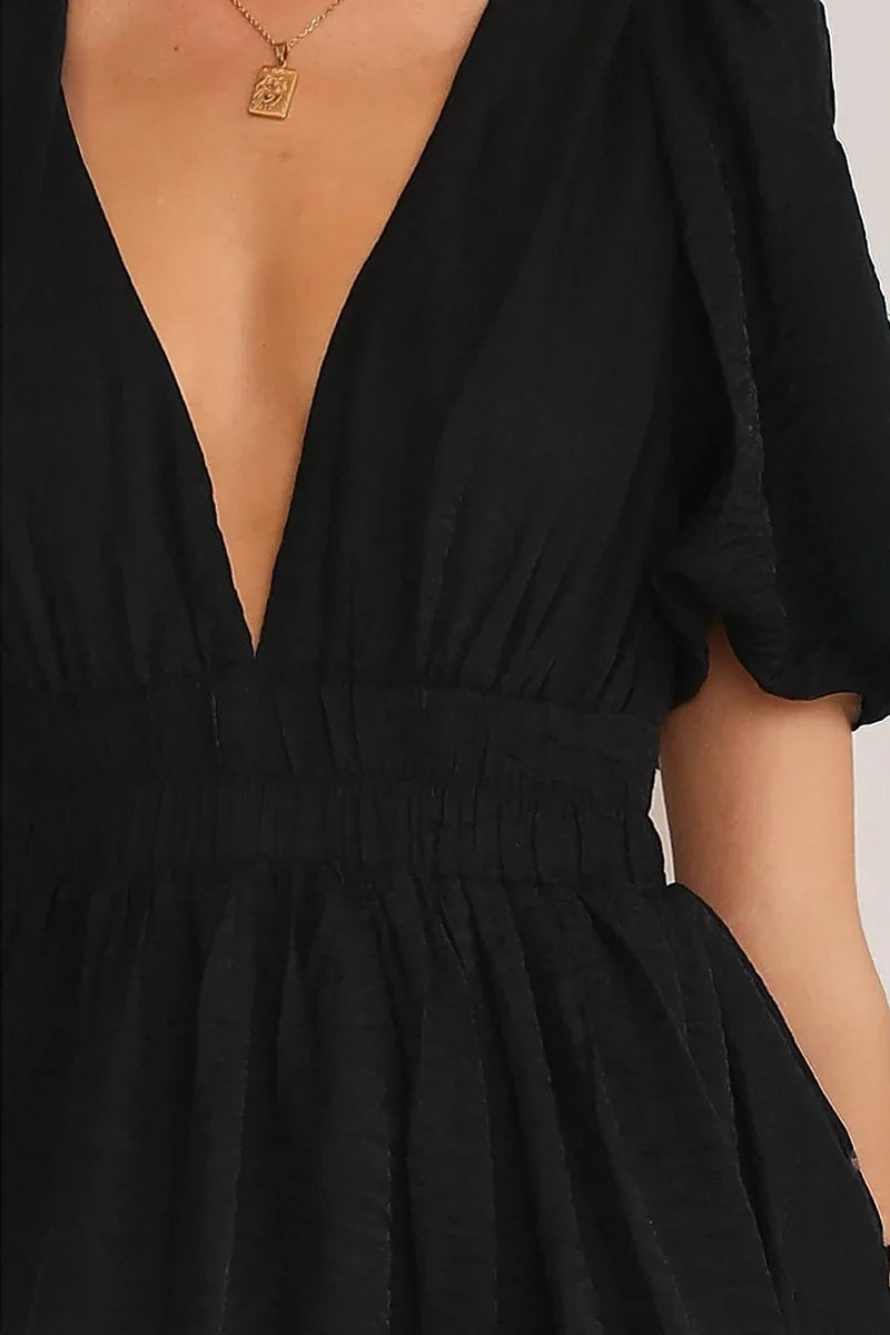 Erin Mini Dress - Black-ROVOLE