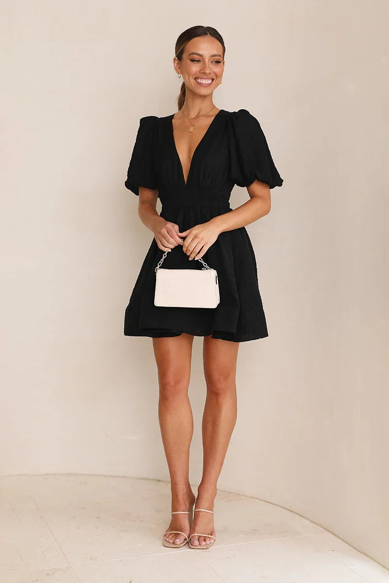 Erin Mini Dress - Black-ROVOLE