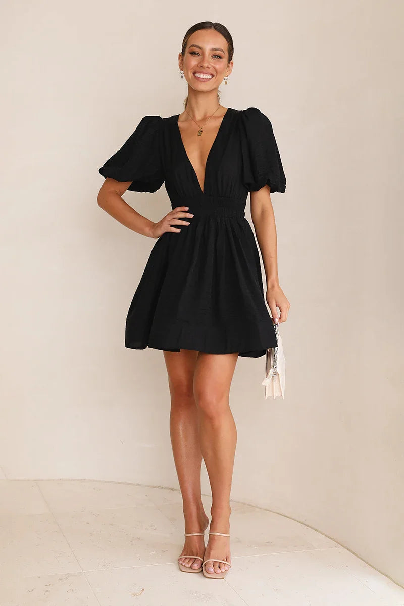 Erin Mini Dress - Black-ROVOLE