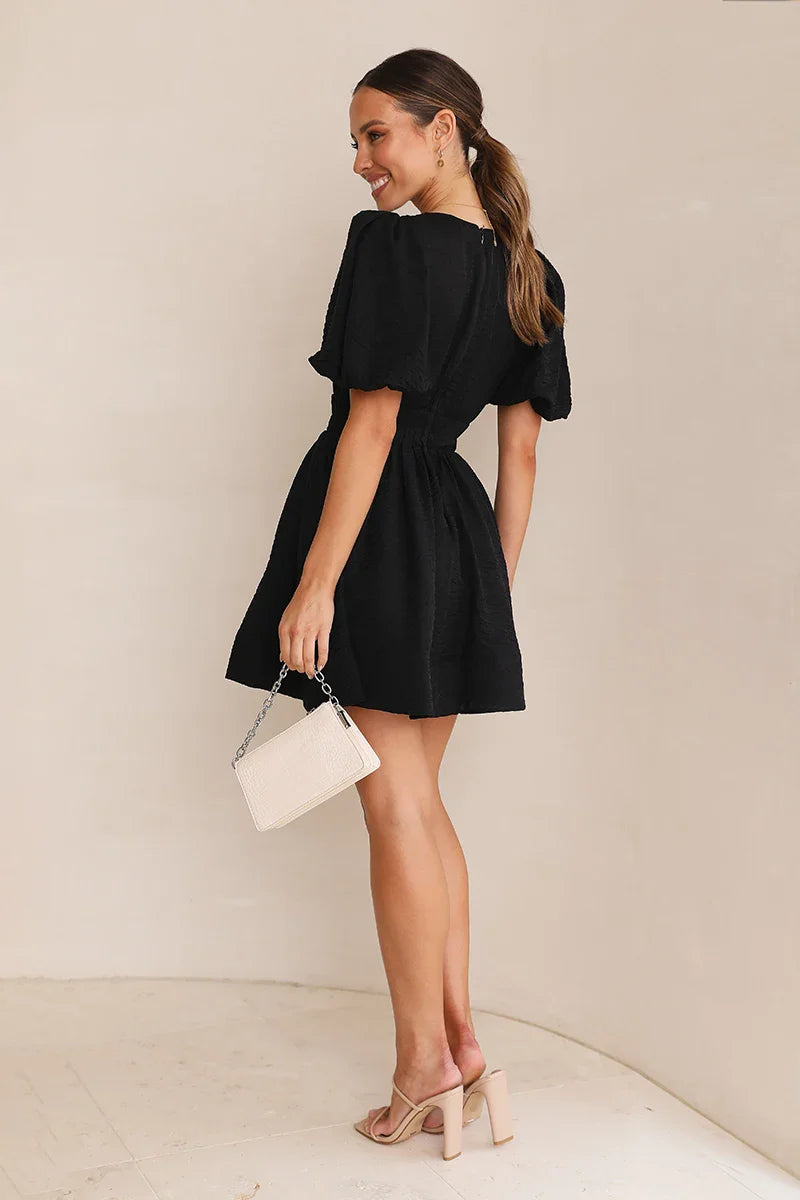 Erin Mini Dress - Black-ROVOLE