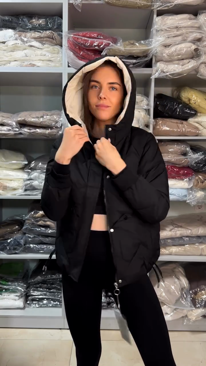 Black Quilted Puffer Jacket-ROVOLE