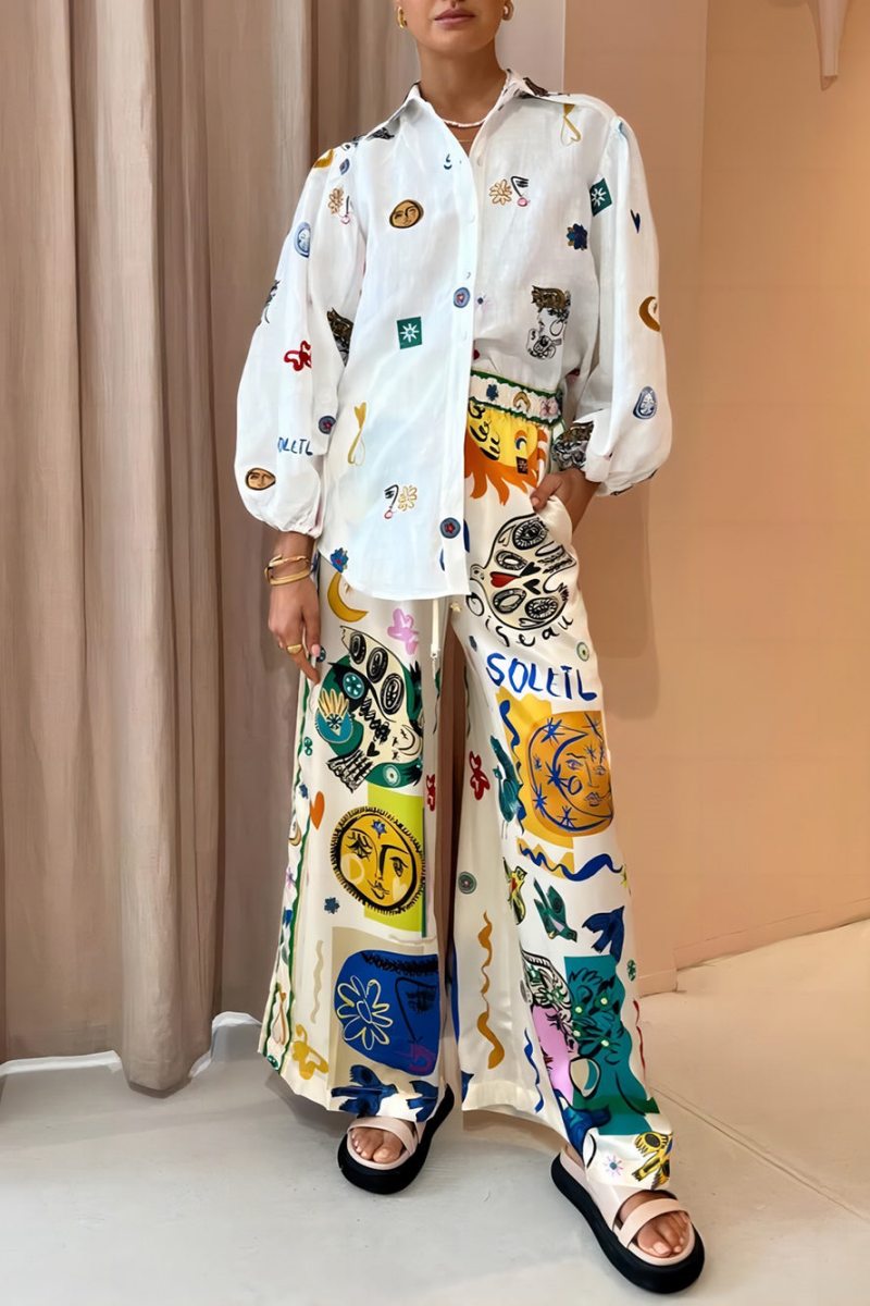 Personalized Graffiti Lantern Sleeve Shirt-ROVOLE