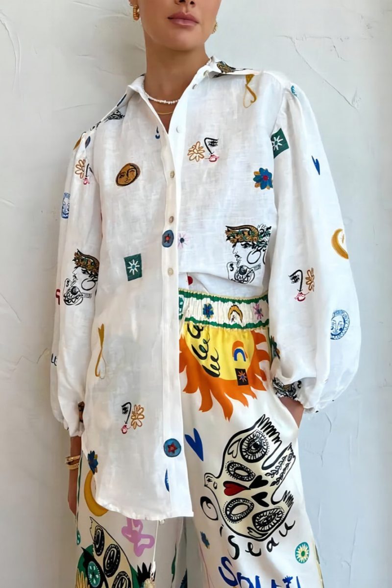 Personalized Graffiti Lantern Sleeve Shirt-ROVOLE