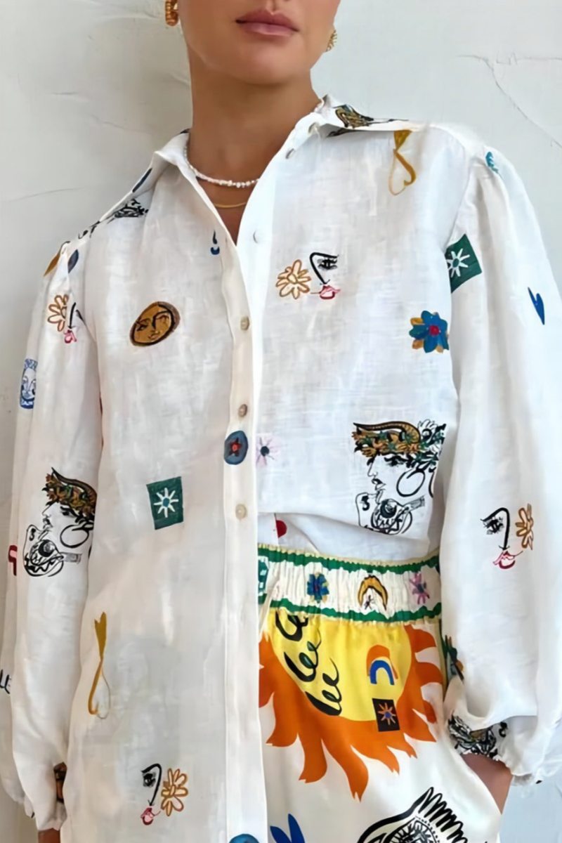 Personalized Graffiti Lantern Sleeve Shirt-ROVOLE