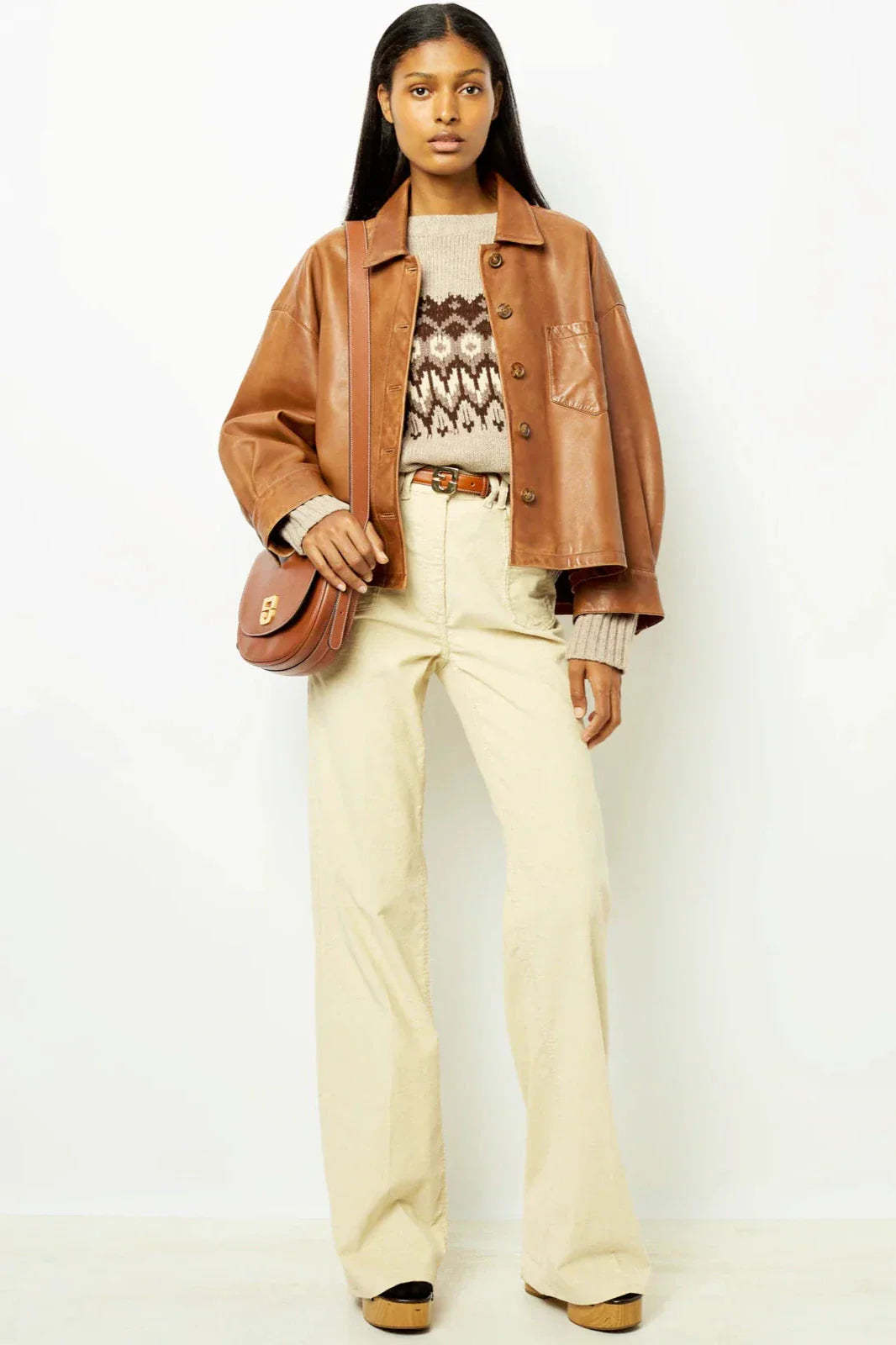 Minimalist Boxy Leather Short Jacket-ROVOLE