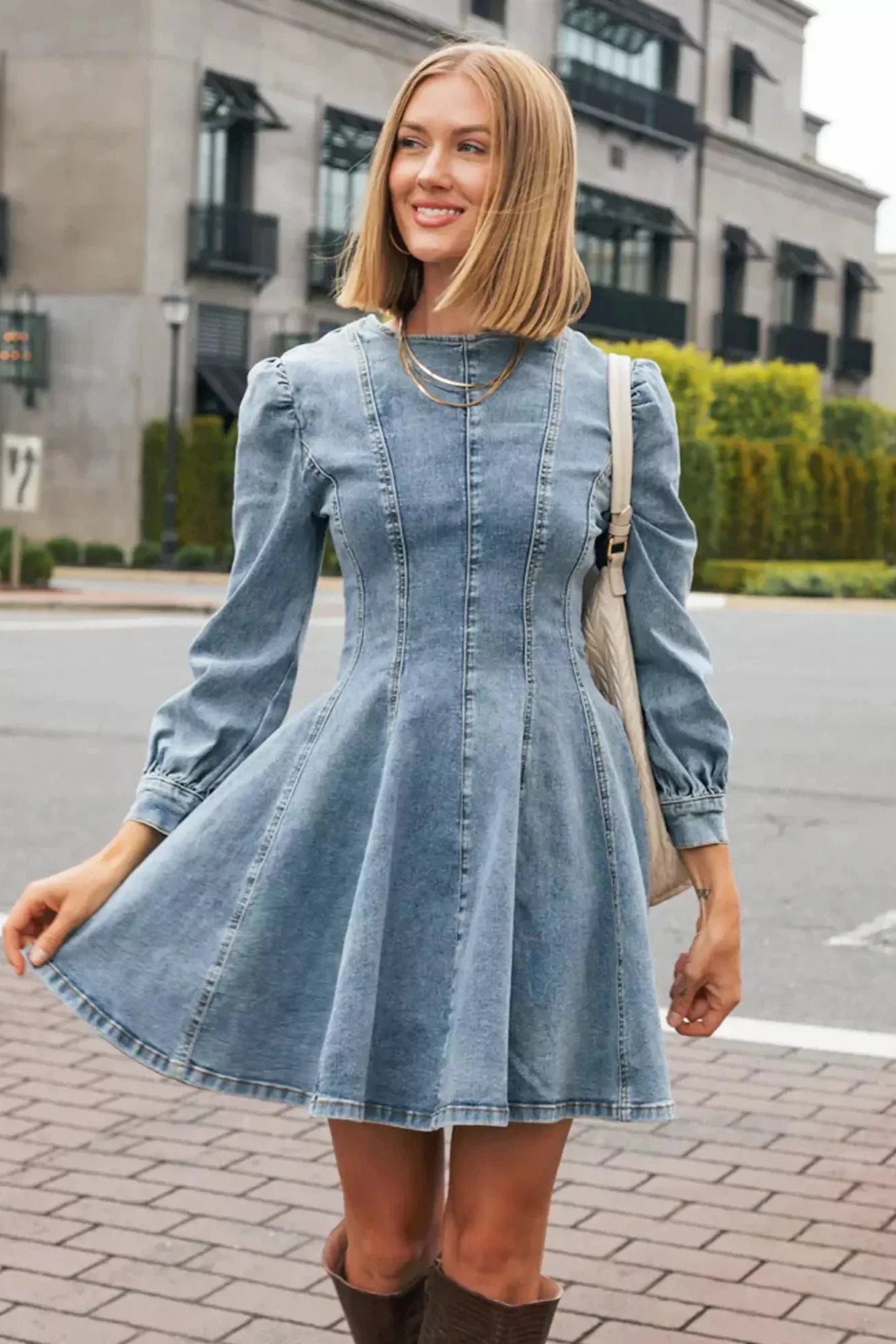 Denim Darling Mini Dress-ROVOLE