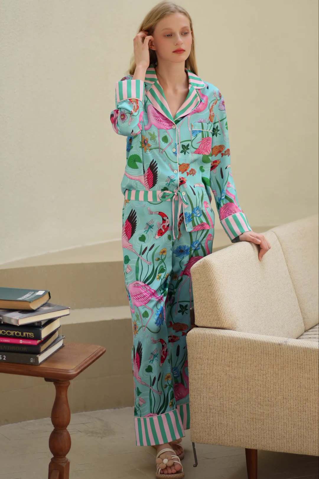 Flamingo Print Pajama Set-ROVOLE