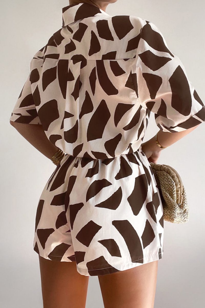 Unique Zebra Print Loose Shirt Shorts Set-ROVOLE