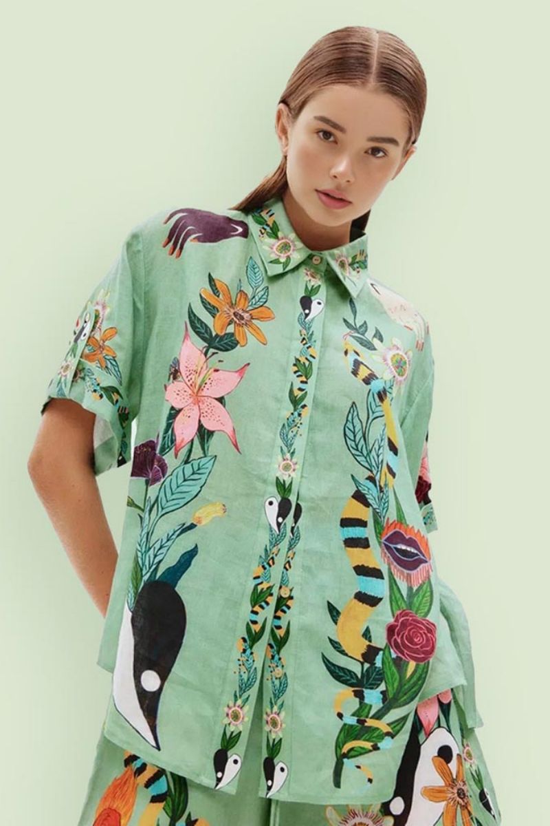 Unique Ethnic Print Loose Shirt And Shorts Set-ROVOLE