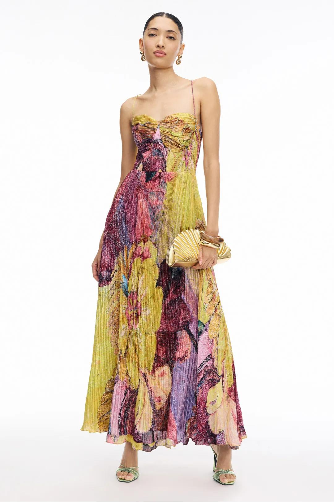 Kiara Multicolored Ikat Print Maxi Dress-ROVOLE