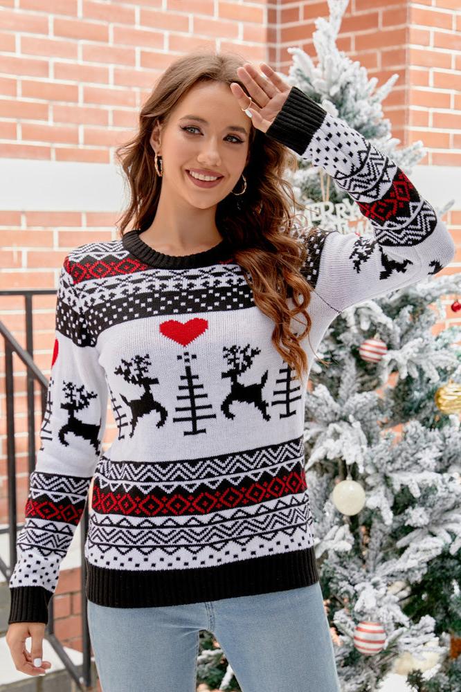 Christmas Bear & Antler Knitted Sweater-ROVOLE
