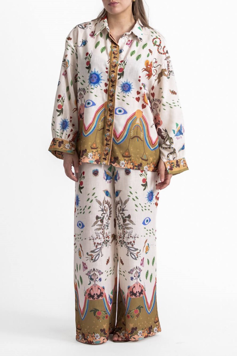 Featured Ethnic Print Loose Oversize Pants Set-ROVOLE