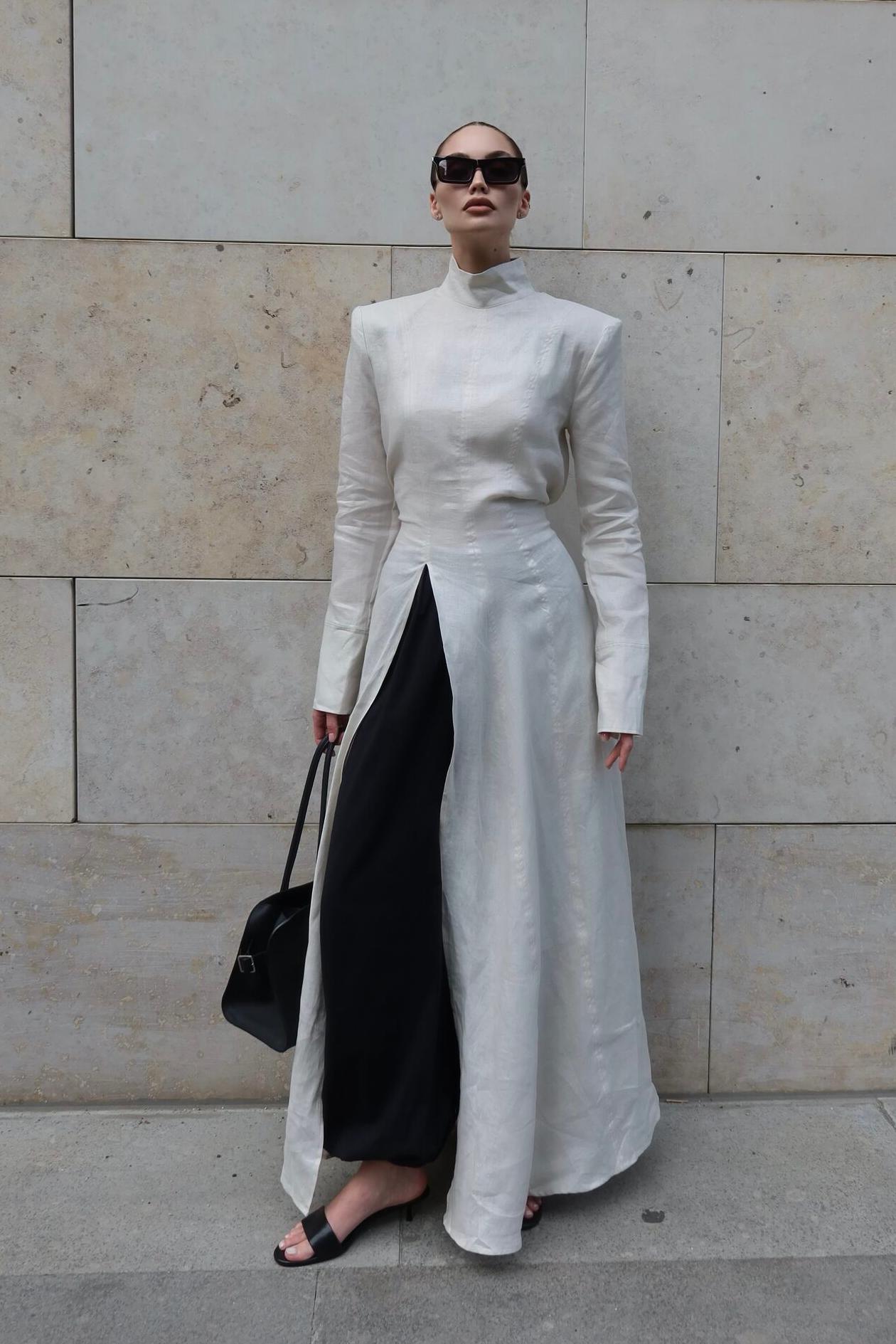 Cady High Neck Long Sleeve Bodycon Maxi Dress-ROVOLE