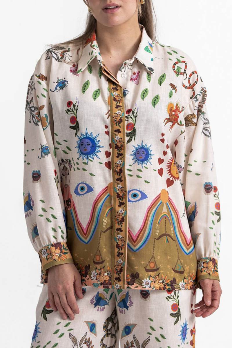 Featured Ethnic Print Loose Oversize Pants Set-ROVOLE