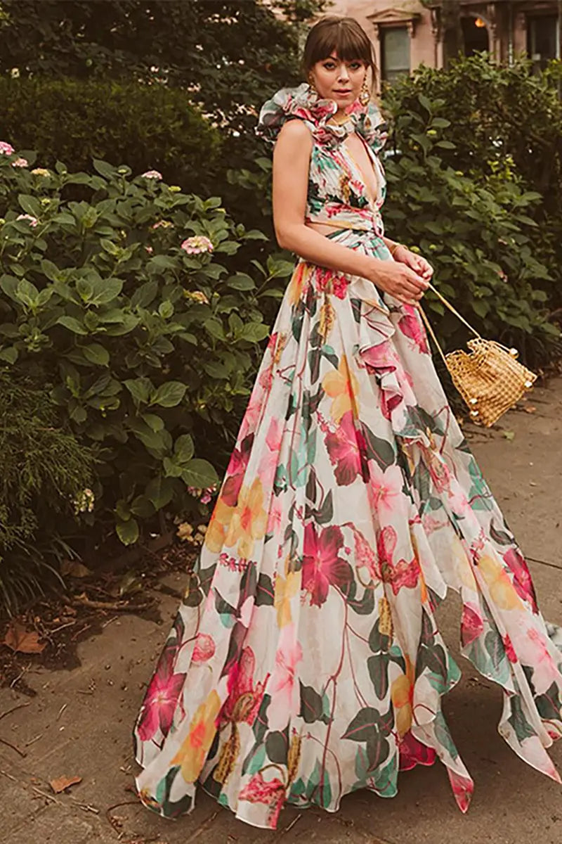 3D Floral Cutout Swimsuit One Piece Set-ROVOLE