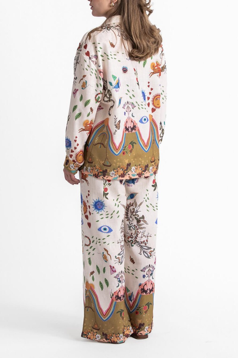 Featured Ethnic Print Loose Oversize Pants Set-ROVOLE