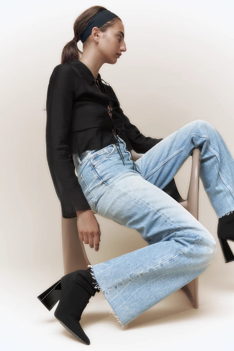 Vintage Elastic Socks Ankle Boots-ROVOLE