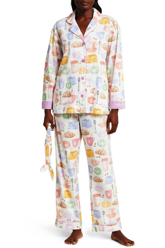 Milk Tea & Bread Print Pajama Set-ROVOLE