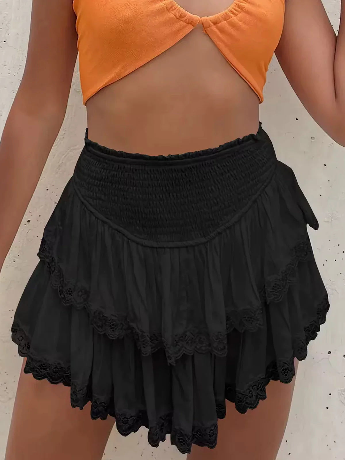 Oversized Knit Batwing Sweater & Ruffled Mini Skirt Set-ROVOLE