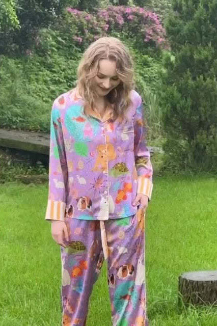 Guinea Pig and Fish Long Pajama Set-ROVOLE