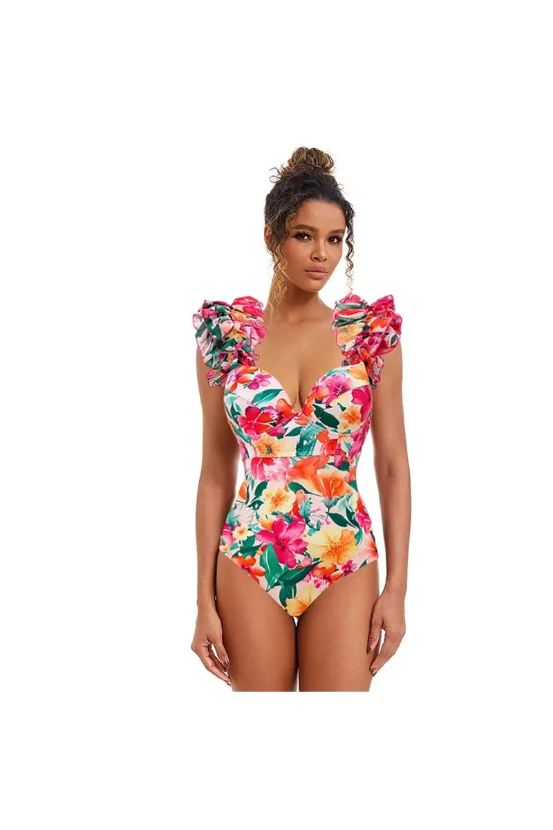 Floral Backless Swimsuit Beach Vacation Set-ROVOLE