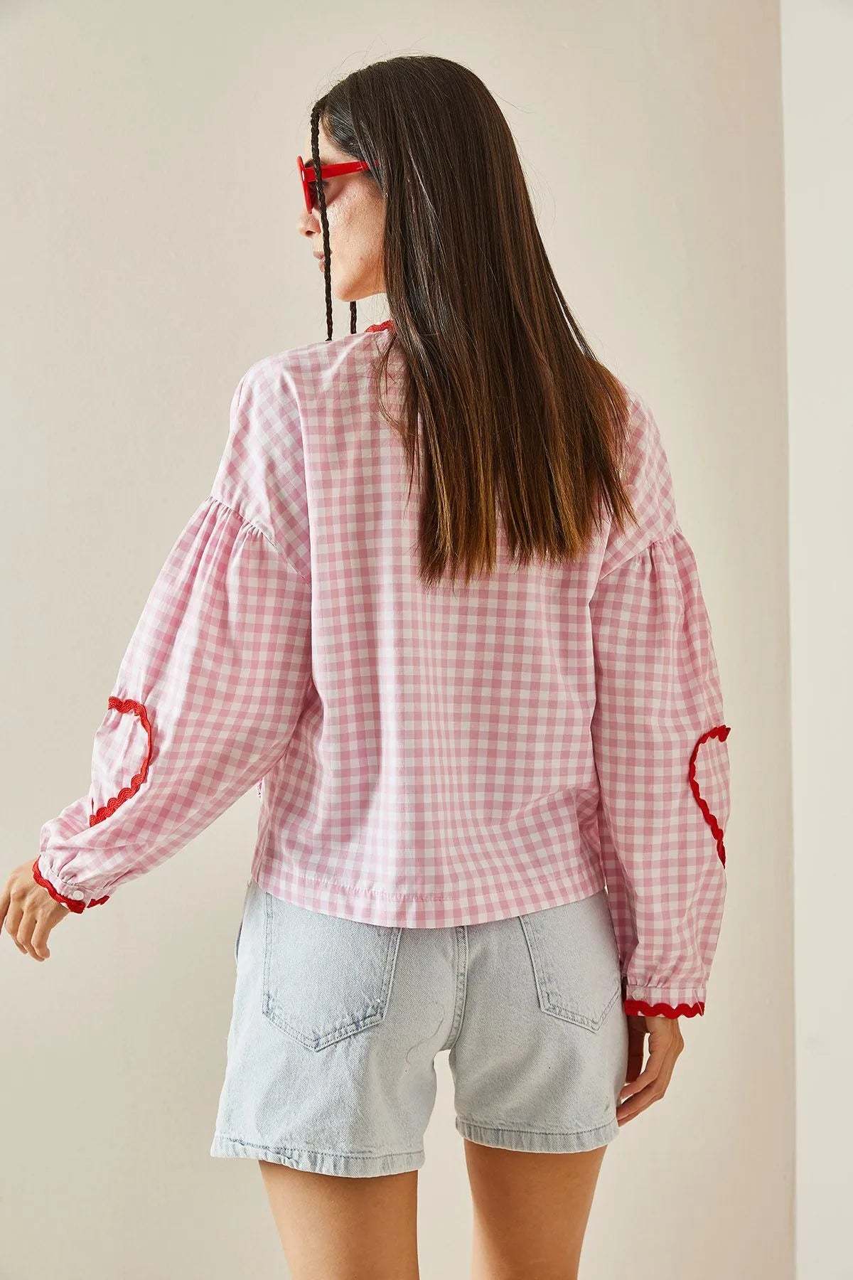 Hearts Long Sleeves Blouse-ROVOLE