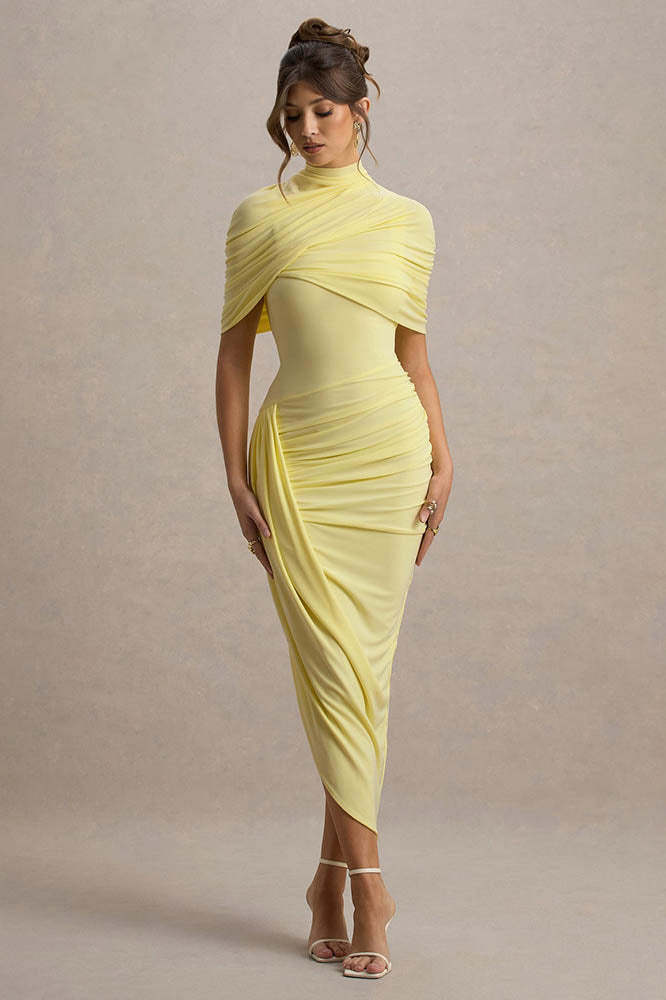 Cape Waist Midi Dress-ROVOLE