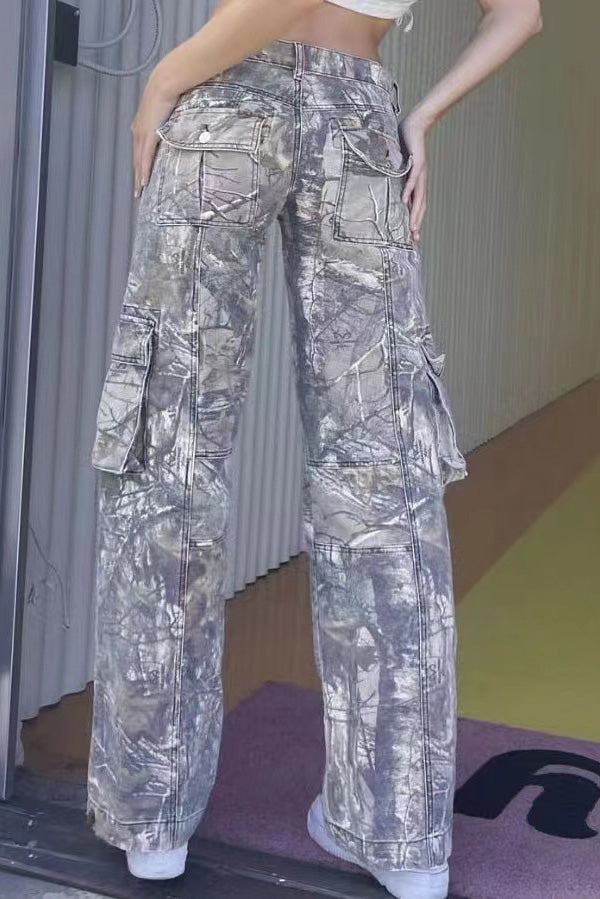 Camouflage Low-Waist Cargo-ROVOLE