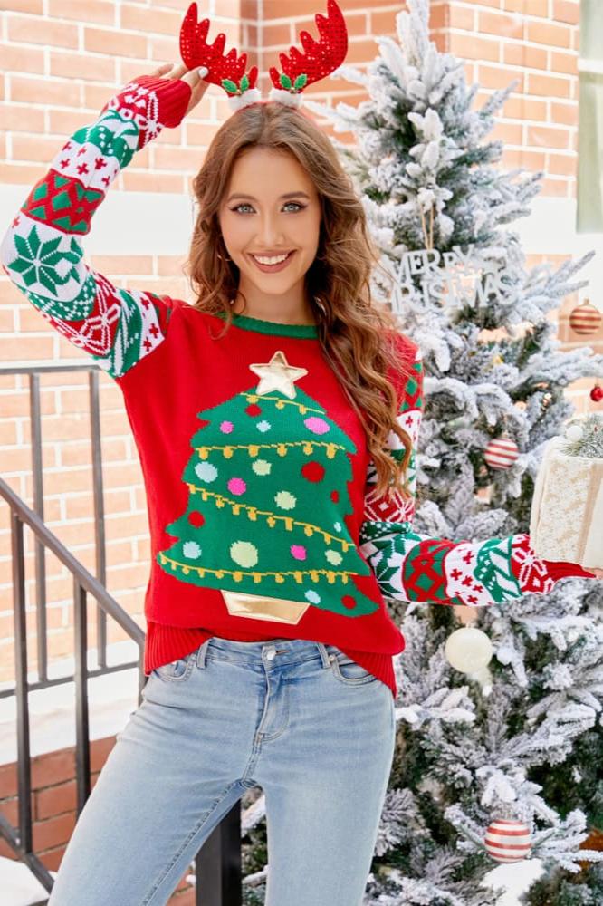 Cartoon Embroidered Knitted Sweater-ROVOLE