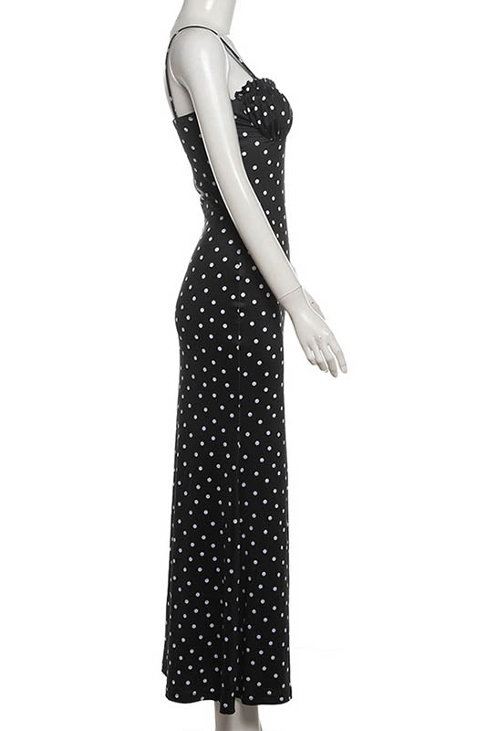 Moonlit Polka Dot Maxi Dress-ROVOLE