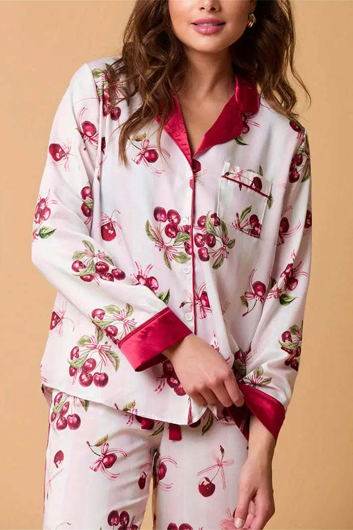 Christmas Festive Stripe Print Pajama Set-ROVOLE