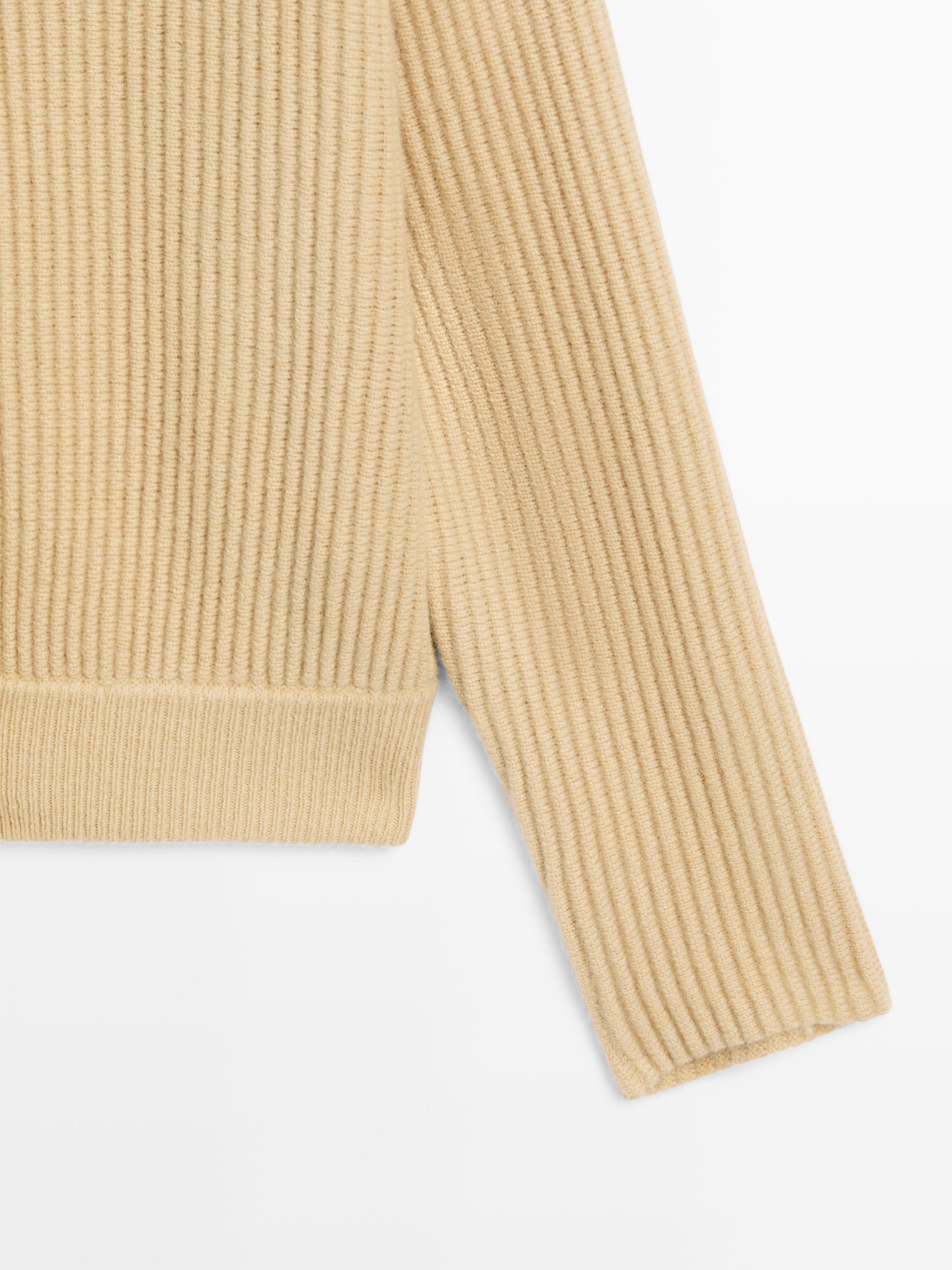 100% wool turtleneck knit cardigan