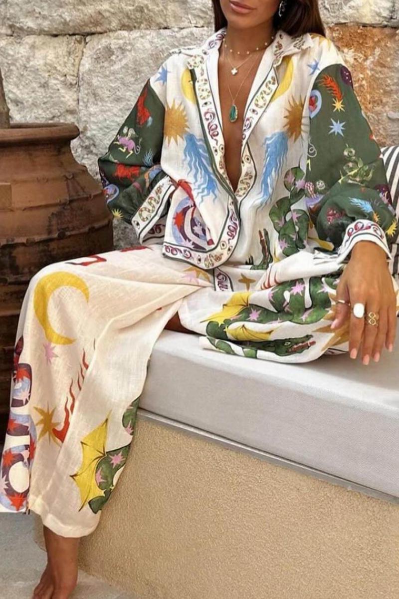 Unique Shirt And Elastic Waist Pants Set-ROVOLE