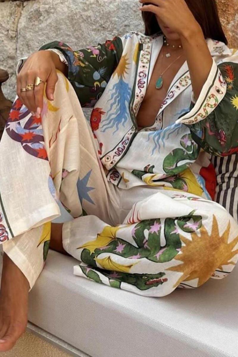 Unique Shirt And Elastic Waist Pants Set-ROVOLE