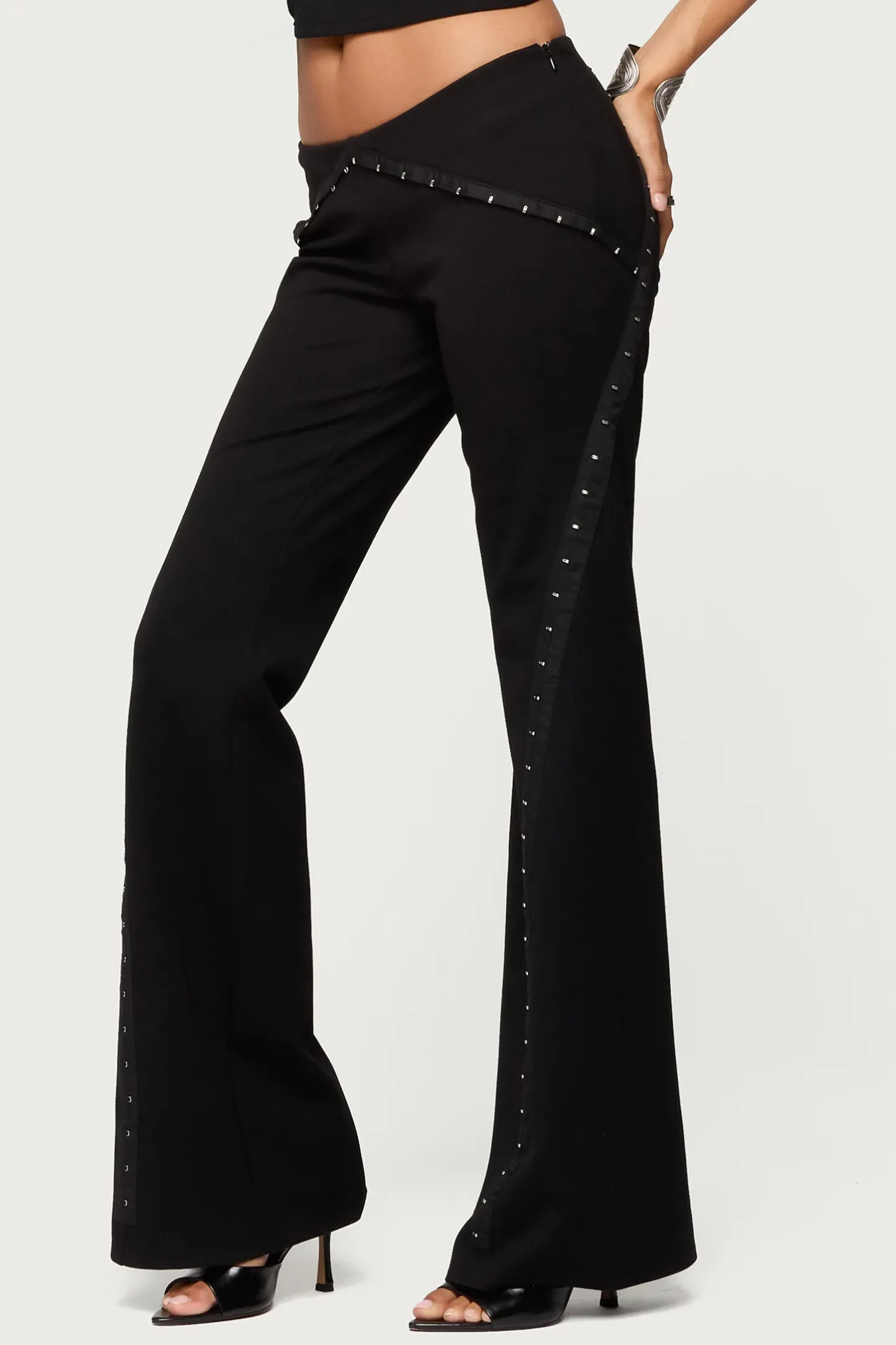 Y2K Studded Low-Rise Flare Pants