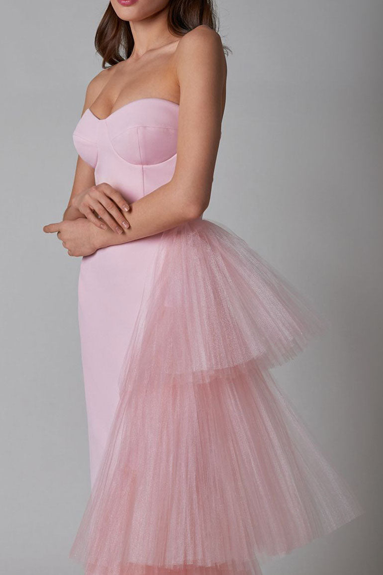 Niche French Bodycon Strapless Evening Maxi Dress-ROVOLE