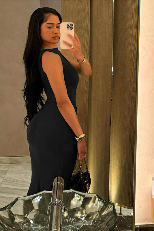 Elegant Ruched Bodycon Dress-ROVOLE