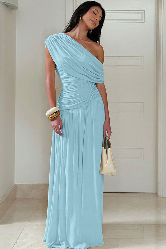 Asymmetric Cutout Evening Maxi Dress-ROVOLE