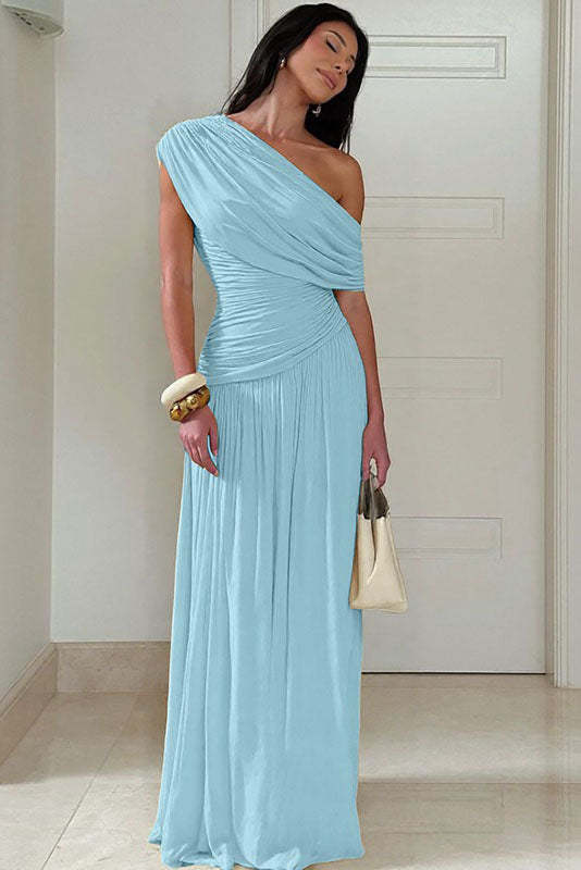 Asymmetric Cutout Evening Maxi Dress-ROVOLE