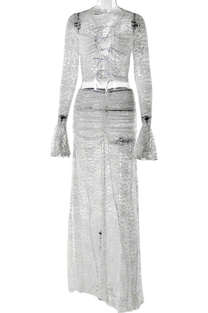 Whispering Lace – Flare Skirt Set-ROVOLE
