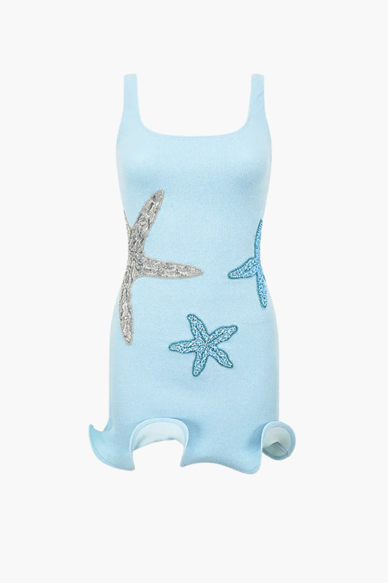 Starfish Embellishment Summer Mini Dress-ROVOLE