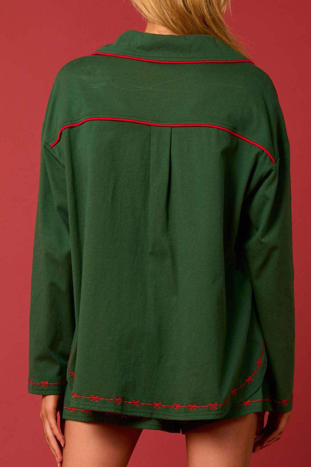 Santa Claus Long Sleeve Shirt Shorts Pajama Set-ROVOLE