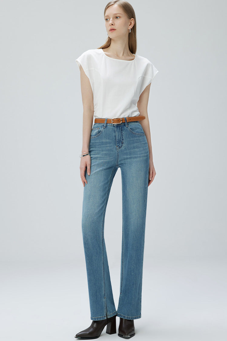 French Fry Wide-leg Slim Jeans-ROVOLE