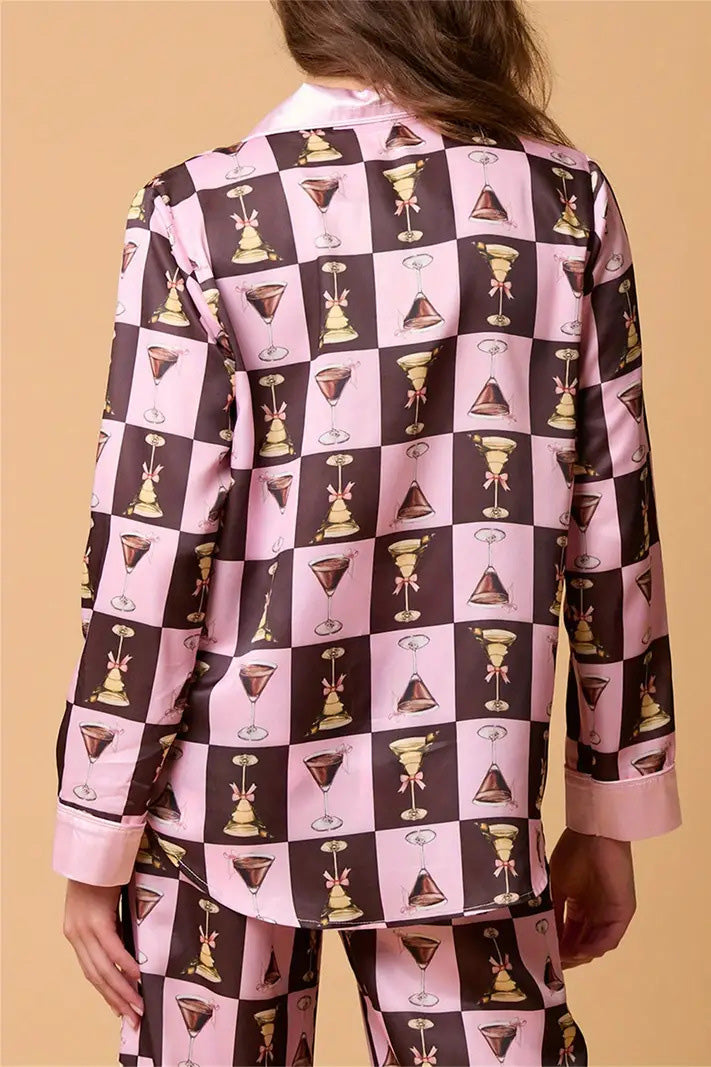 Christmas Festive Stripe Print Pajama Set-ROVOLE