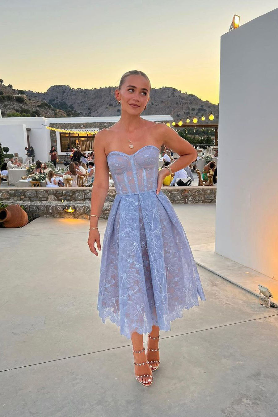 Romantic Summer Strapless Midi Dress-ROVOLE