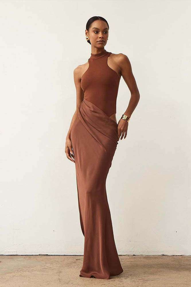 Panelled Cutout Bodycon Dress-ROVOLE