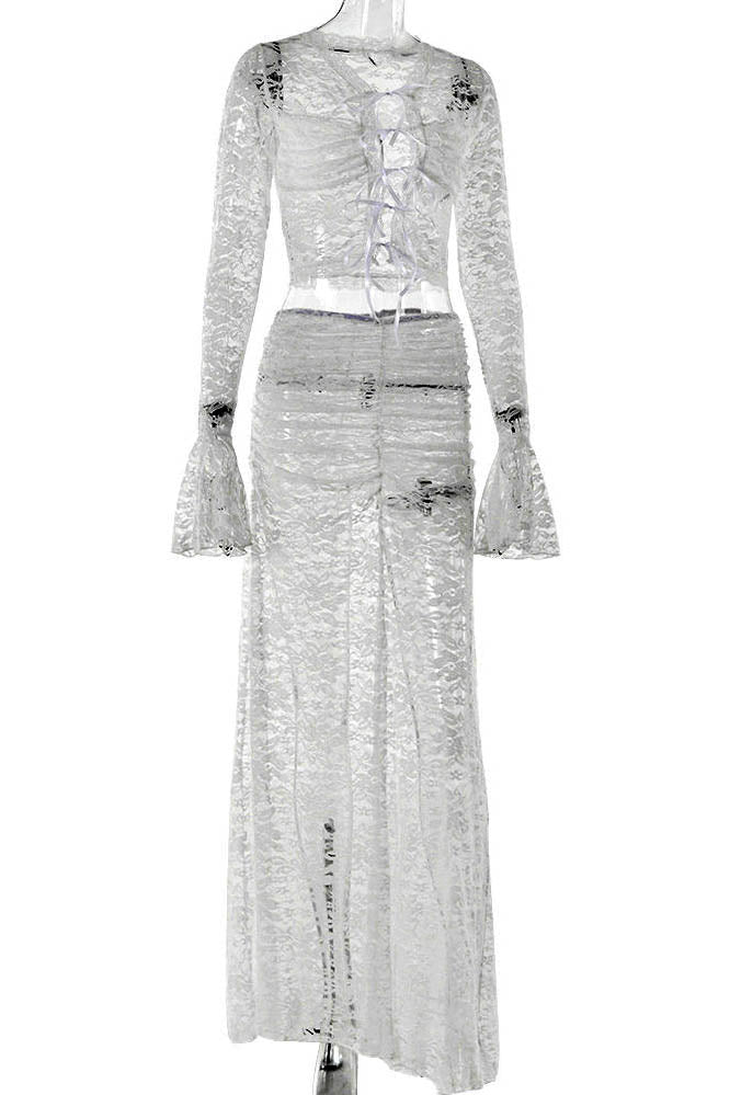 Whispering Lace – Flare Skirt Set-ROVOLE
