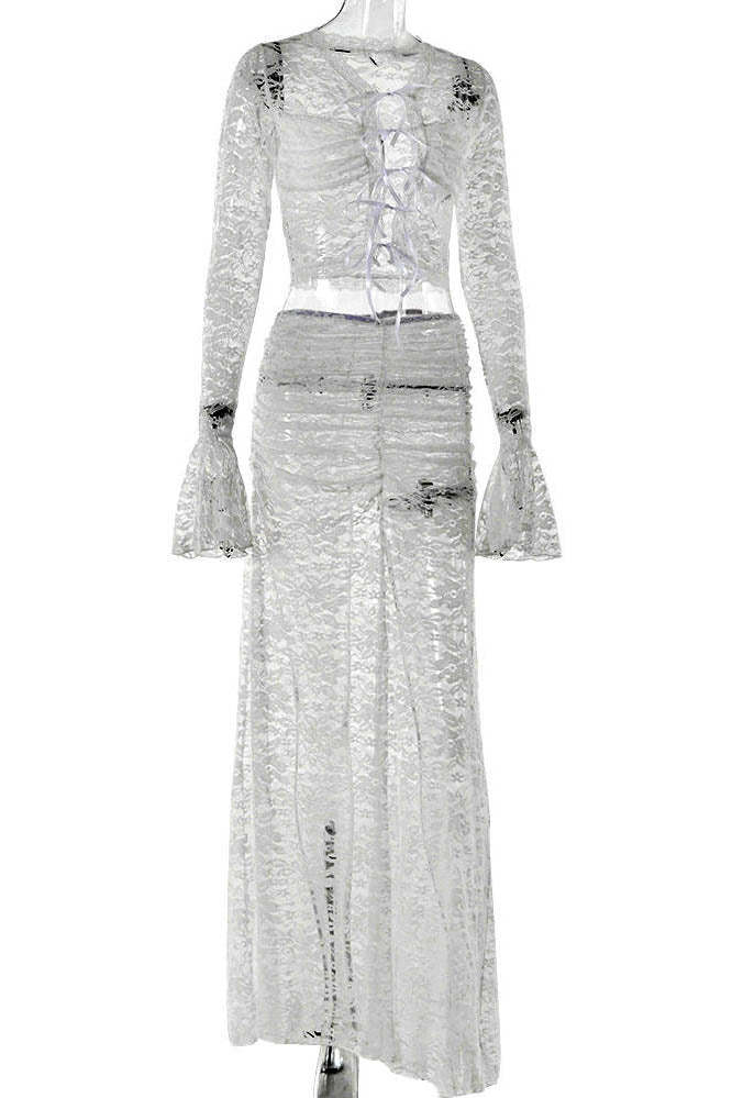 Whispering Lace – Flare Skirt Set-ROVOLE
